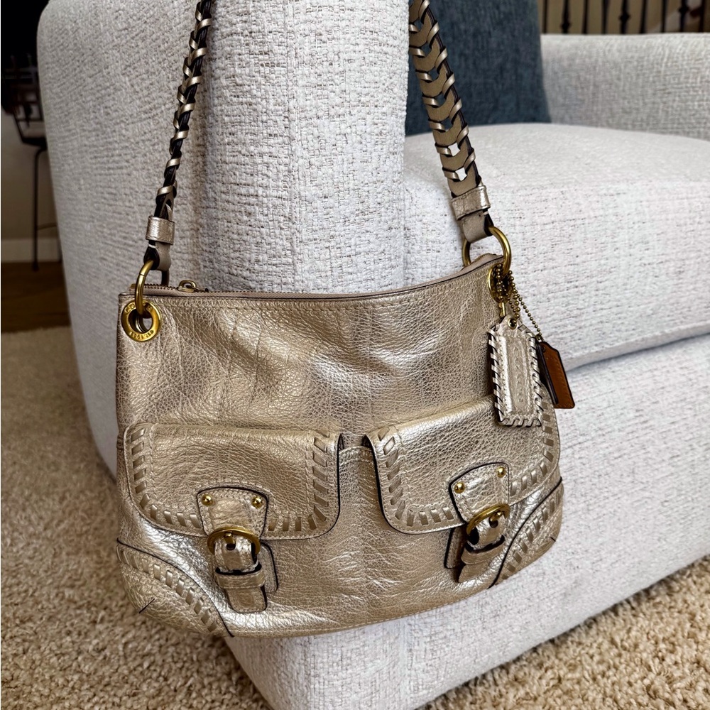 Coach Gold Shoulder Bag with Metallic Finish
